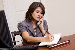 woman working in home office